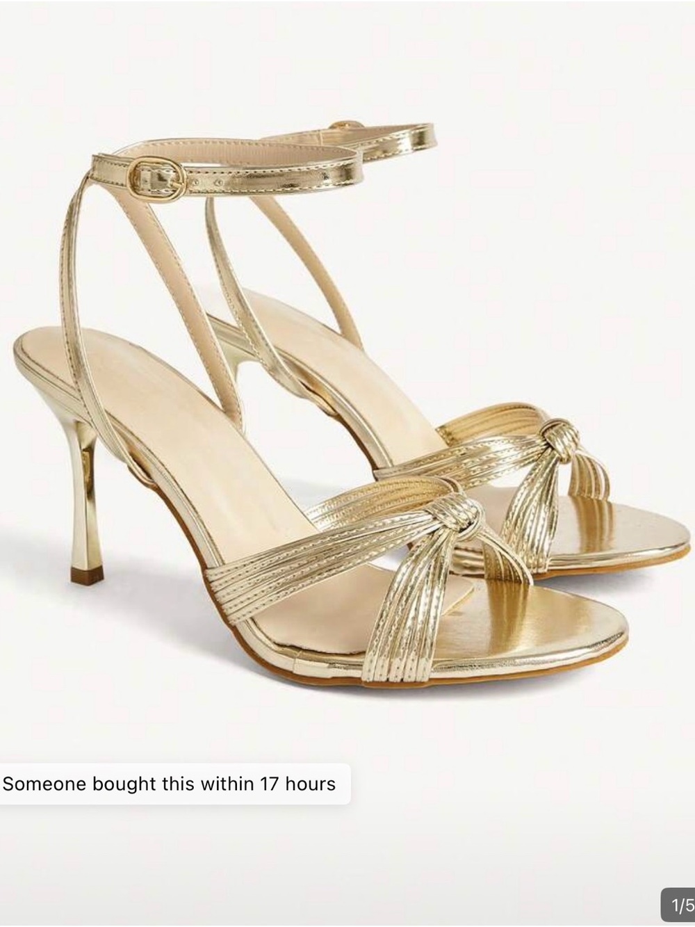 SHEIN Gold Knot Front Ankle-Strap Heels